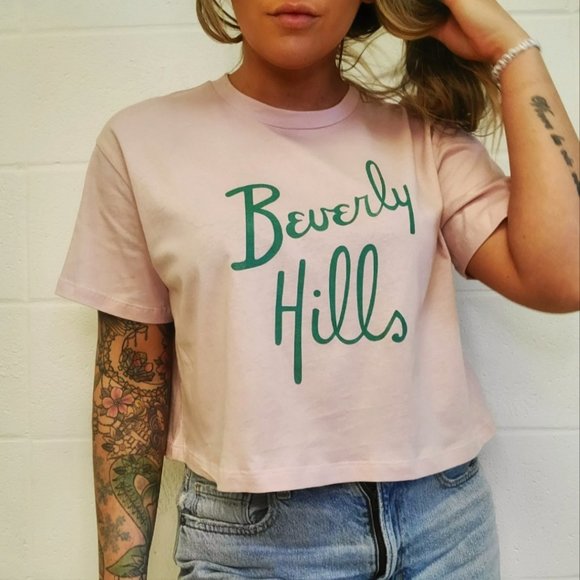 Pink and Green Beverly Hills Cropped Tee - Picture 2 of 6